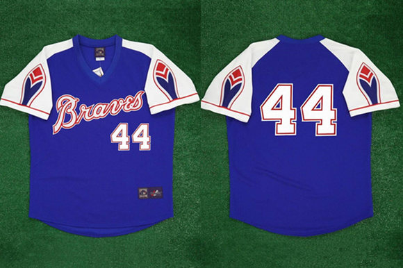 Men's Blue Atlanta Braves Active Player Custom 1974 Throwback Stitched Jersey
